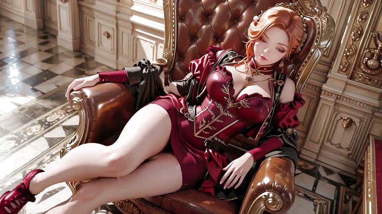 L’arrivée de la reine ! le contraste ultime entre des robes rouges-or royales et un short en cuir blanc pur.