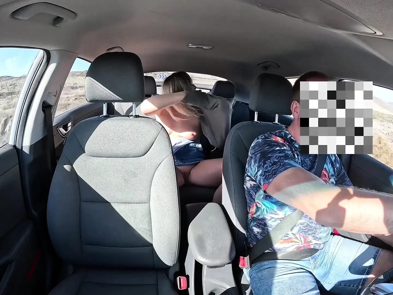 Girl No Panties Masturbating in the Taxi