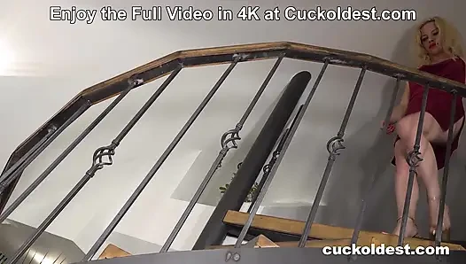 Blonde MILF Wife Watches Husband Become Cocksucker in Bisexual Threesome at Cuckoldest