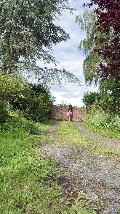 Dressed in a little pink pleated skirt for an evening out