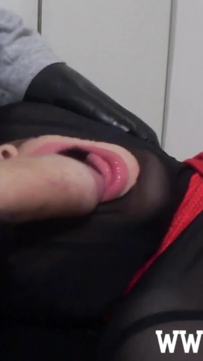 Spectacular moment from "Amateur Bondage: Tied up nylon slut facefucked and jerked on"