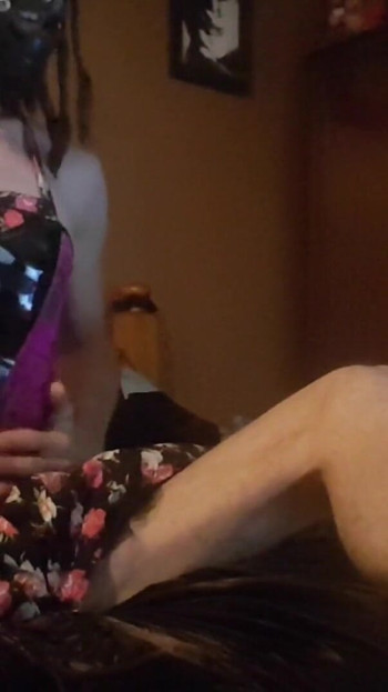 Jaw-dropping moment from "1m dildo all the way inside deep anal insertion in hood and corset horny sub cd fucks"