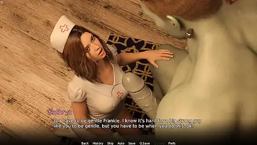 Giant Muscular Guy Jerking Huge Cock Infront Of Sexy Nurse