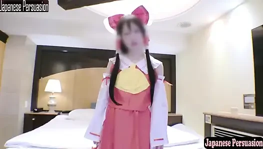 Slender Downer Style Apparel Girl Cosplayer Shows Her Quiet Charm as a Reimu Shrine Maiden Again 2