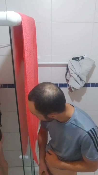 naughty old stepfather watches his stepdaughter in the shower! and made her give a blowjob, and feel his dick in her pussy! | Clip 2