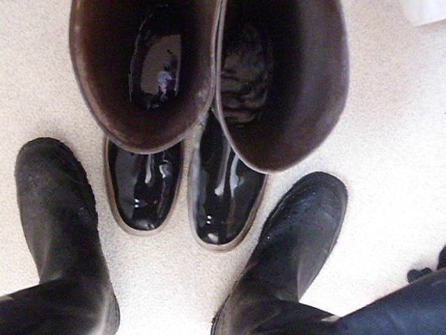 Pissing in wellies