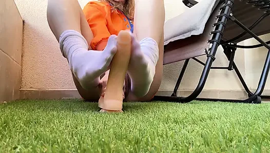 Pure White Socks Pixie Garden Tease - Outdoor Foot Worship to Bedroom Suck