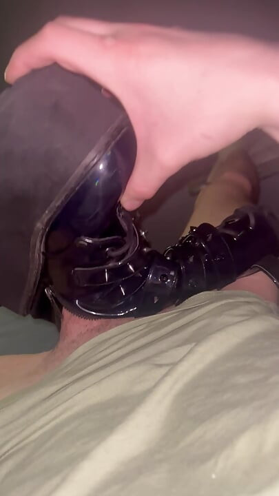 My Sister's Boots Feel Amazing! My Cock Fits Perfectly Tight Inside Brie's Demonia Boots (Size 10) Foot Fetish Goth Leather