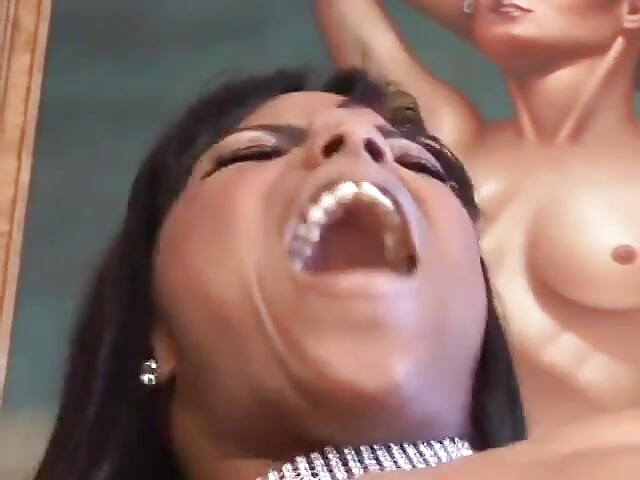 Black girl shows off her pussy lips and gets banged by a long dong