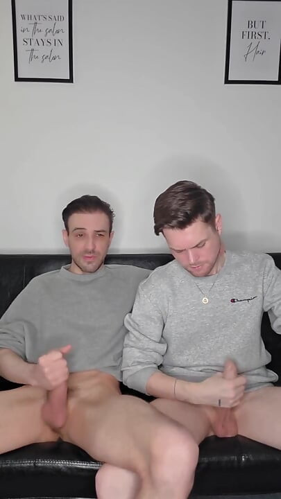 Hung Uncut Brotosh Lads Side by Side Masturbation