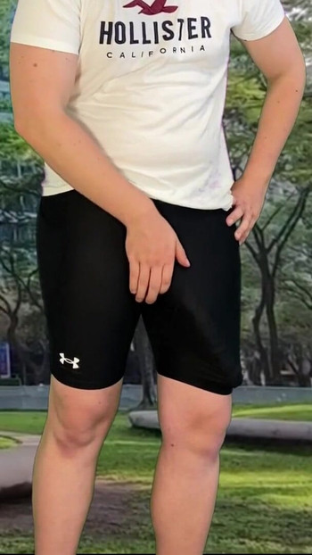 Key moment from "Monster cock cyclist public dick flash cum in tight pants"