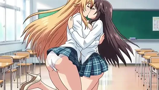Lesbian kampus nakal: rok kotak-kotak, mainin toket dan jilat memek kelas ai generated