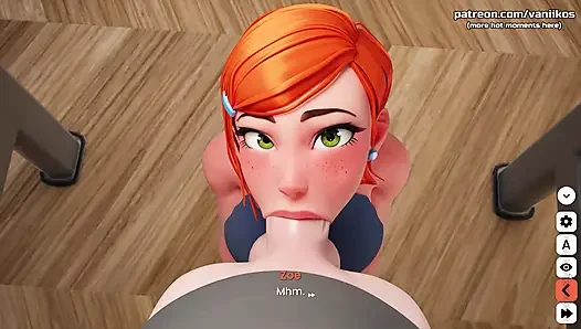 18-jährige rothaarige teen-stiefschwester mit dicken titten gesichtsfick und sperma im mund mit riesigem schwanz, stiefbruer - mansion Days - 3D tabu-spiel
