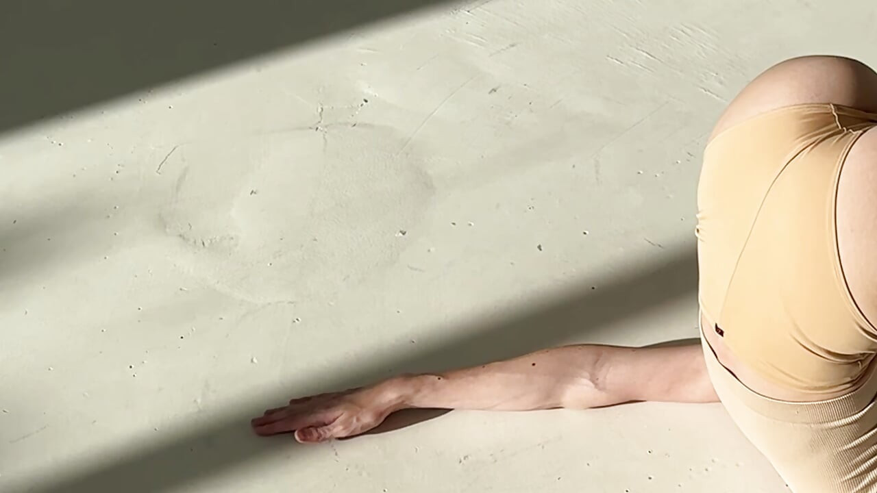 morning yoga in very short shorts