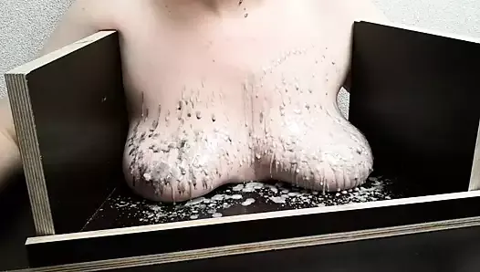 The tit torture device - extrem hot candle wax Part 1