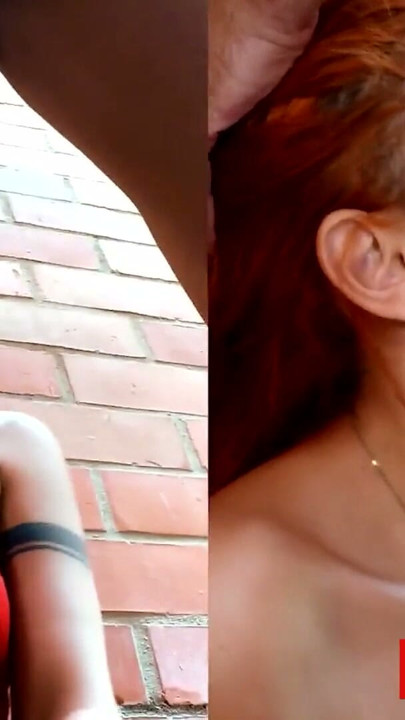 Back alley hardcore sloppy face fucking redhead Latina slut | Clip 1