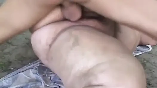 Huge fat milf fucking in the garden