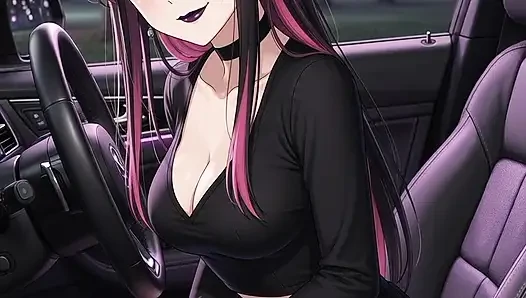 Emo Goth Girl First Date JOI in Parked Car Teases Pussy and Cums With You