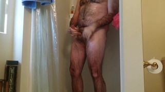 Jerking off in the shower. Cum shot. Hairy