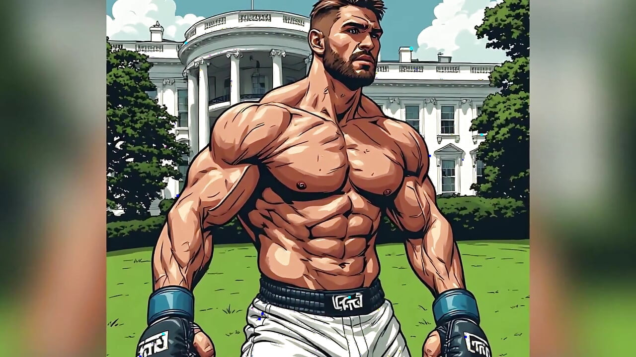Muscular Fighters at White House (ai Art)