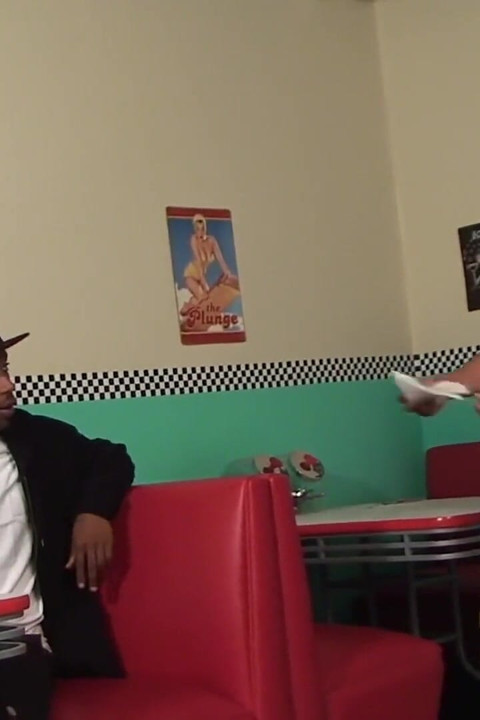Ebony stud gives thug Latino waiter hard anal