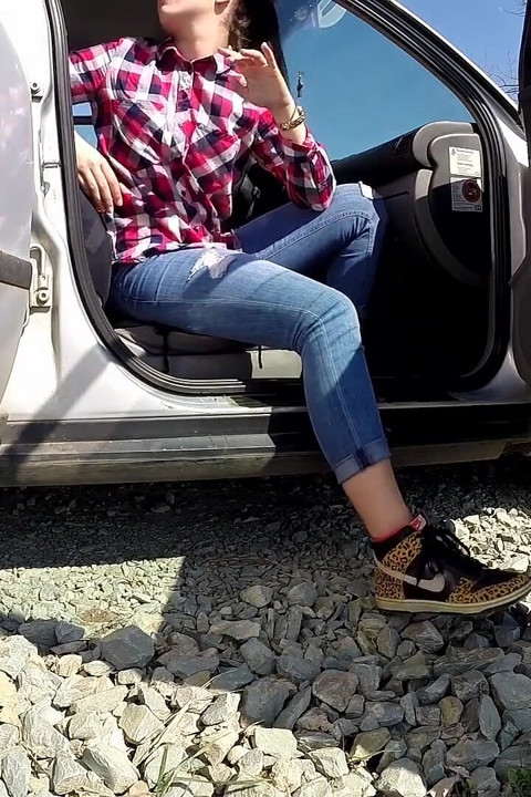 Peeing in Front of a Car, on the Side of the Road