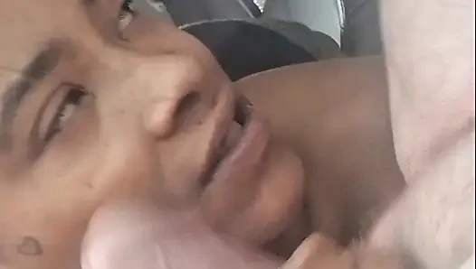 Ebony drinks cum from BWC