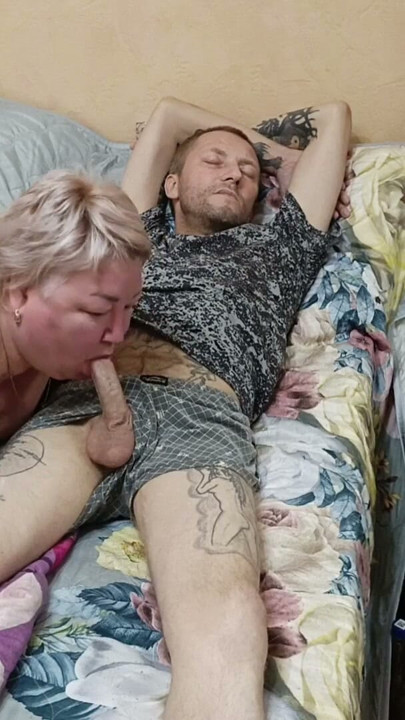 Mother-in-law wakes me up with a deep blowjob | Clip 1