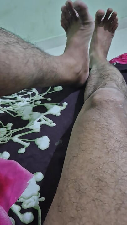 Indian men masterbate with leg jerk off and cum