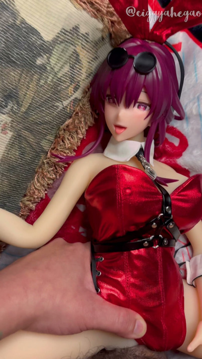 Red Bunny Suit Kafka Gets Her Waifu Pussy Fucked & Bred 65cm Mini Silicone Hentai Sex Doll Kemelias | Clip 1