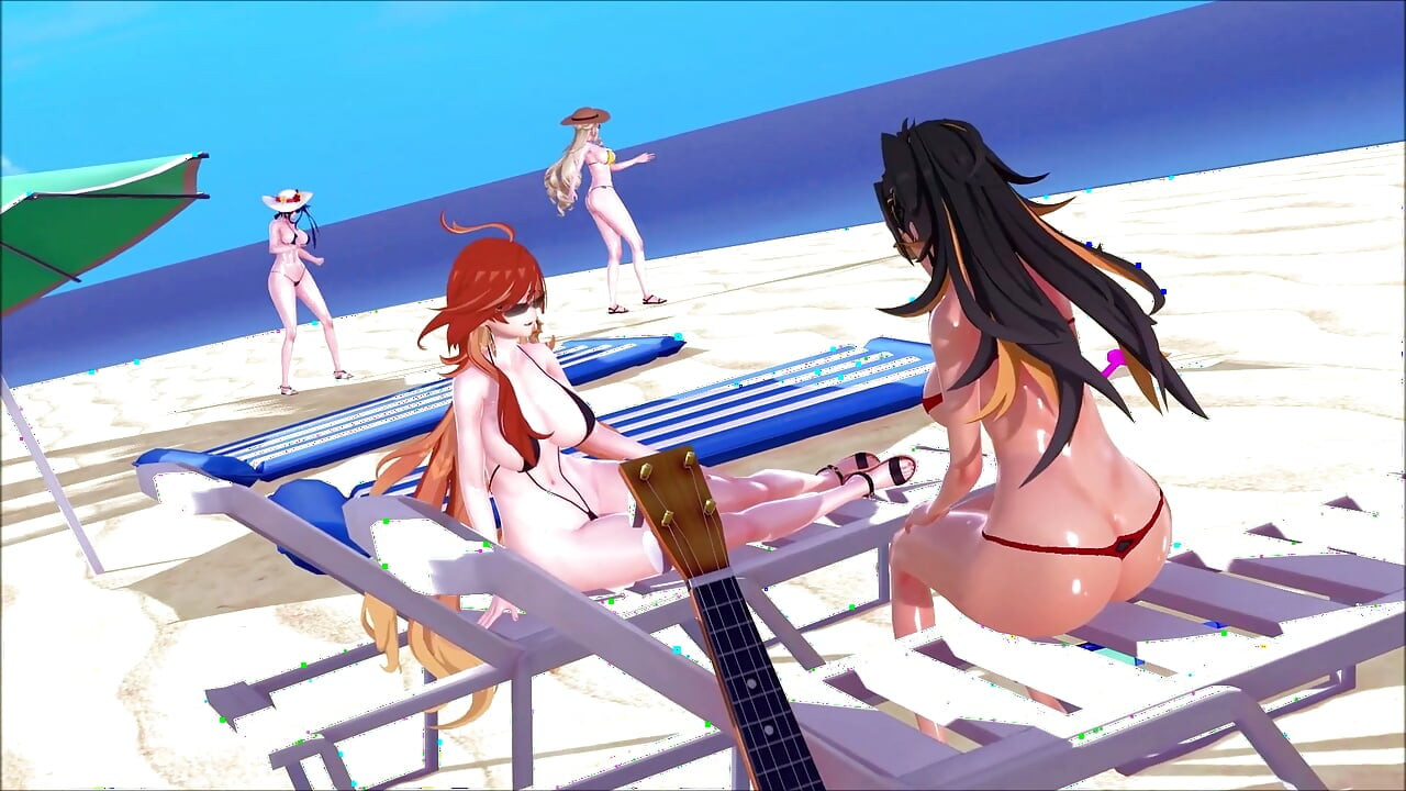 Genshin Impact - Les filles de Genshin dans le camp de plage des Hilichurls - Sexe brutal - Animations hentai 3D