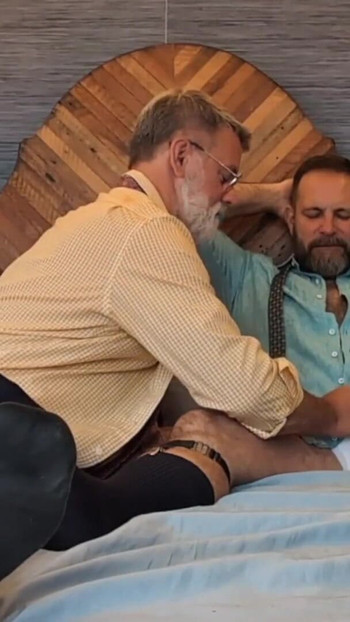 Iconic moment from "Two Hairy Daddys in bed afterwork - Seattle gets bred"