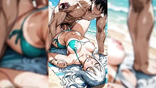 Шаловливая девушка кончает, сидя быстро на члене - AI