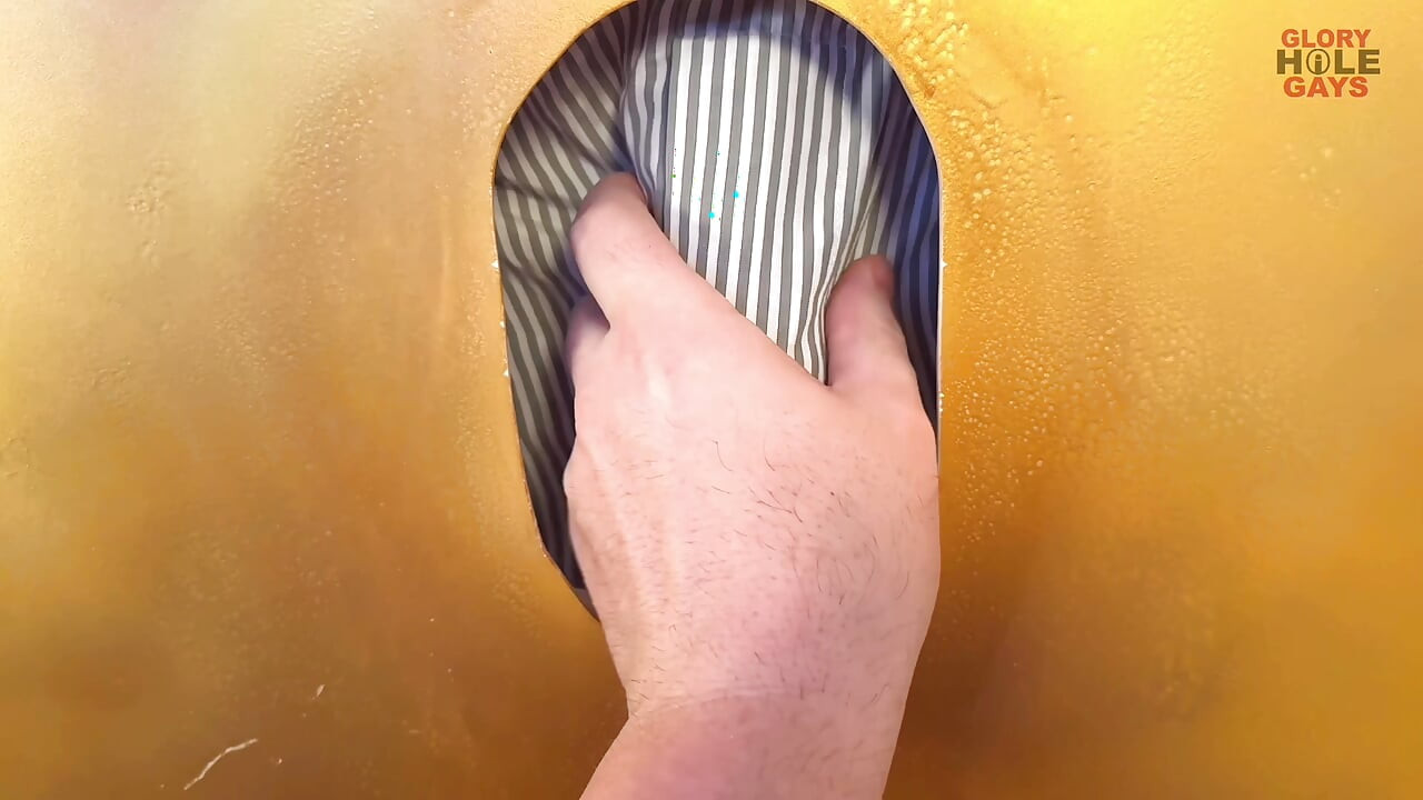 Grandpa at the gloryhole squirts horny