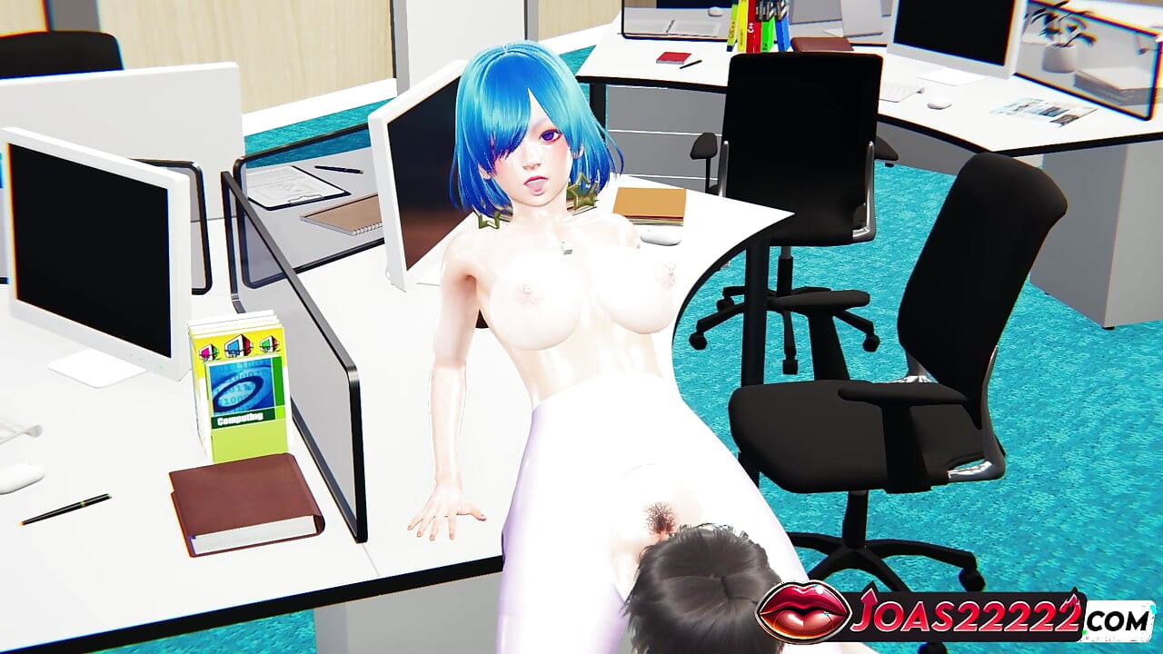 Secretária do Escritório Elisa em Rule34 Hentai - dedilhando sua buceta apertada enquanto usa meia-calça dildo masturbação até ficar molhada