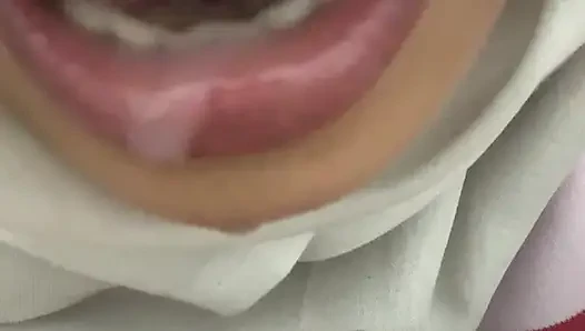 in the mouth of a beautiful hijab girl