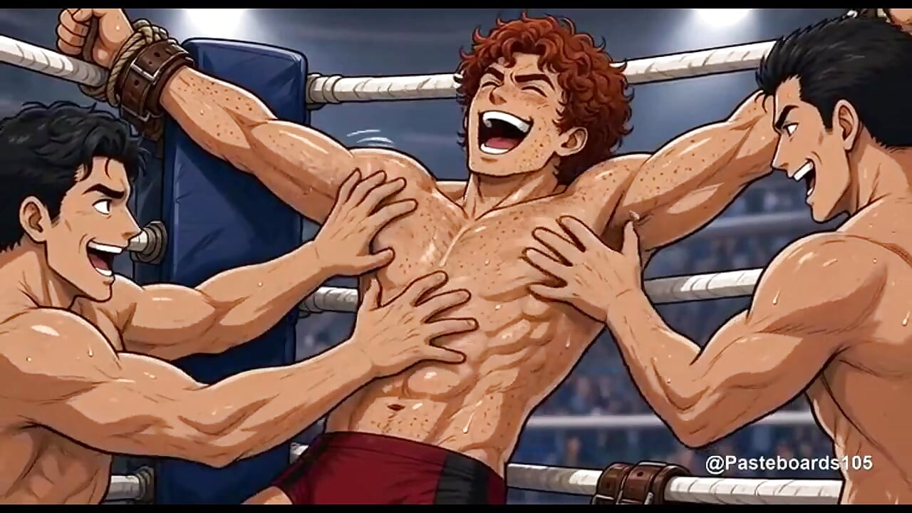 Roped To The Turnbuckle - Bare Hands On A Bound Wrestler's Armpits And Ribs (2D Anime Bara)