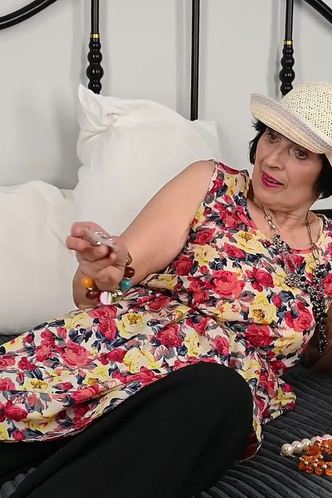 Auntjudys - 63yo Mature Hairy GILF Minia Masturbates in Bed