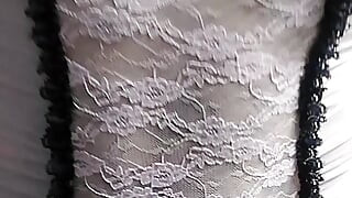 Cdmichelle Wearing White Sexy Lingerie Playing with Cock Until Huge Cum Load