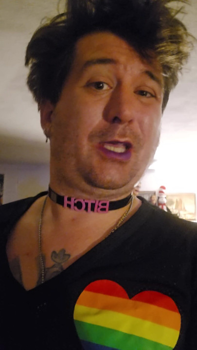 Me fooling around with My purple lipstick on Stating Black Lives Matter,  n keeping it horny n saucy. Keeping an smile.