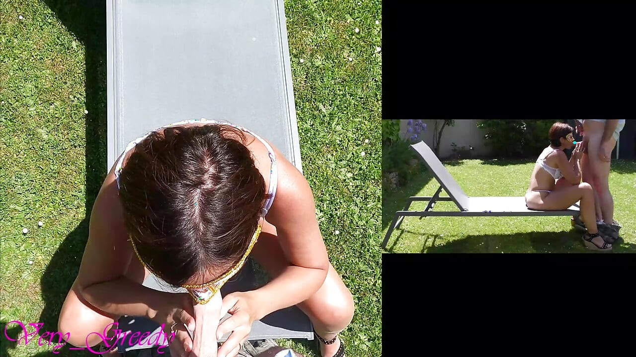 Mooie milf in sexy witte lingerie wordt buiten op zijn hondjes geneukt en komt klaar op haar grote kont