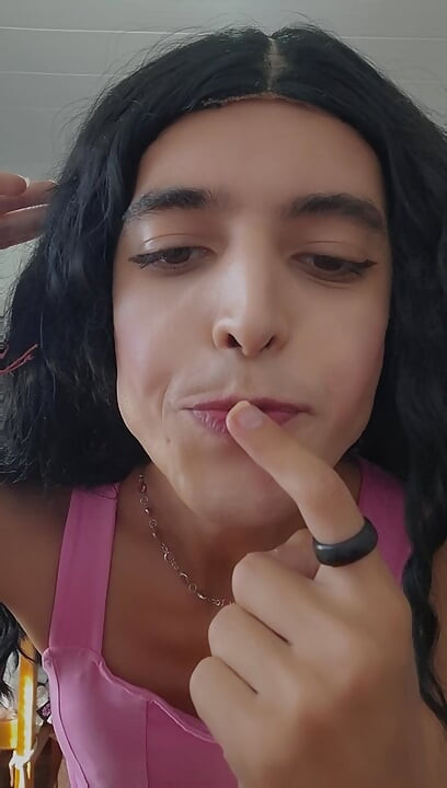 Petite trans girl sucking her thumb