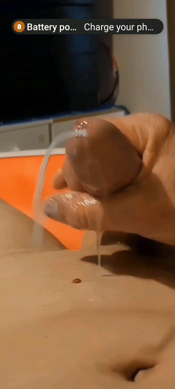 Slow mo closeup cum leaking squirt