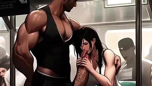 Tifa LOVES finding new dicks to suck on the Midgar train