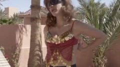 Jessica Chastain practicing belly dancing