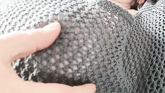 Nipple orgasm in fishnets