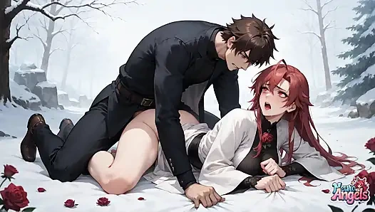 Snowy Rose и забрызганная спермой Капитуляция: праздник дилдо милфы зимой