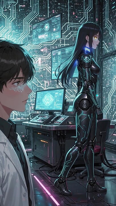 La robot más sexy quiere sentir por primera vez una verga humana dentro de su coño - Contenido generado por IA