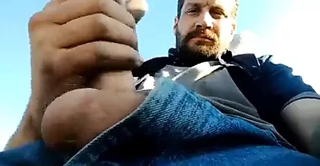 Sexy guy cum outside