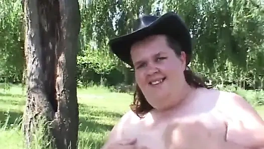 Huge fat milf fucking in the garden